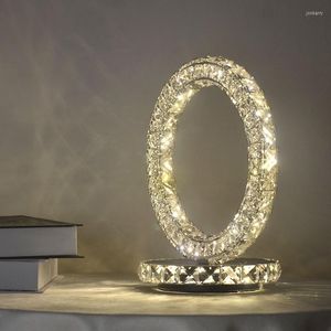 Bordslampor Romantisk diamantkristallskugga LED Atmosfär Projektion Ljus ring för restaurang Bar Bedside Decor Lamp