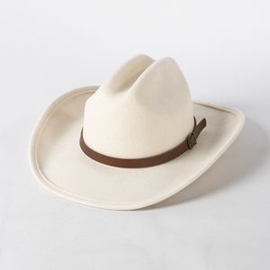 Neue 100% Wolle Western Cowboy Hüte Für Frauen Männer Fascinator Weiß Breite Krempe Fedora Jazz Hut Formale Party Dekorieren hochzeit Kappe