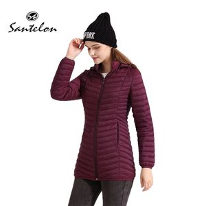 Womens Down Parkas Santelon Women Windproect Sport Long Warm Parka Coat Hood Winter Ultralight Portable Padged Cotton Clothes With Store Bag 220902