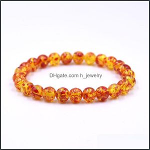 Fili di perline Braccialetti di ambra 10 mm Pietra naturale rotonda Gemma Bracciale con perline Cristallo di quarzo Psera Creazione di gioielli Drop De Dhseller2010 Dhzac