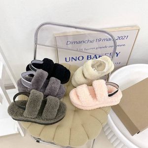 Designer Brand Slippers Fashionable Women Sandals Winter New Fluffy Slippers With Cake Bottom Wool Fur Slipper With Box Optional 35-40