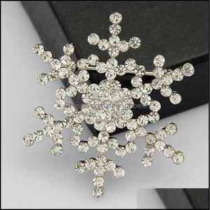 Pins Brooches Womens Winter Snowflake Clear Brooch Pin Wholesale Drop Delivery 2021 Jewelry Newdhbest Dh3L1