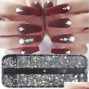 Nail Art Decorations Crystal Strass Nail Art Rhinestone Decoration Mixed Size Clear Ab Non Fix Flatback Gem For Manicure Access Ji388 Dhbq1