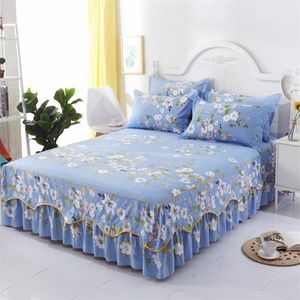 Sheets sets 3Pcs Bed Sheet Cotton Pillowcase Lace Skirts Bedding Set Bedspread Elastic Fitted Mattress Cover Bedsheet Couple Quilt Single 220901