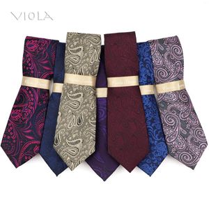 Bow Ties Vintage Classic Paisley Necktie 8cm Navy Red Blue Pink Polyester Men Daily Party Banquet Suit Tuxedo Male Cravat Gift Accessory