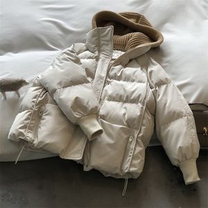 Down cor sólida solta lã hoodie pão casaco mulheres outono inverno quente algodão acolchoado puffer manga longa parkas jaqueta feminina 220902