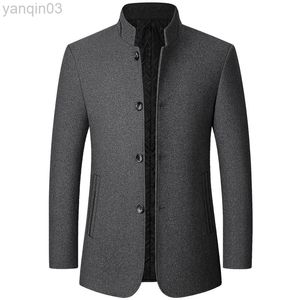 Men's Suits Blazers Men Wool Blazer Jacket s Stand Collar Suit Chinese Style Slim Fit Man Casual Busines Vests Blends Long L220902