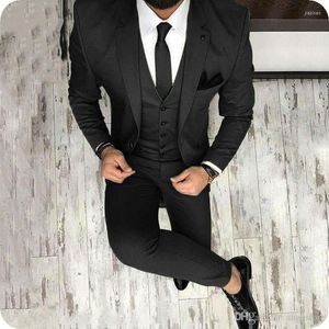 Men's Suits Olive Green Mens For Groom Tuxedos Notched Lapel Slim Fit Blazer Three Piece Jacket Pants Vest Man Tailor Made Clothing