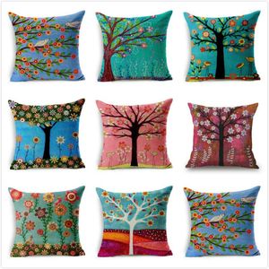 Pillow Countryside Tree Blume Wurf Hülle Dekorative Kissen Frühling gedrucktes Sofa Cover Wohnkultur