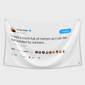 Kanye vlag 3x5 ft grappige poster man grot muur decor banner met messing doorvoertules voor president college slaapkamer slaapkamer woonkamer decoratie