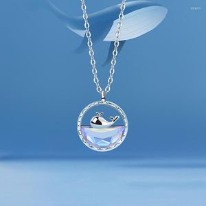Selo De Jóias De Prata 925 venda por atacado-Colares pendentes Whale Whale for Women Magic Cor Blue Sea Clavicle Chain Series Ocean Fashion Jóias de prata