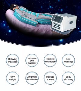 Pressoterapi Lymfatisk dräneringsbantningsmaskin 24 Airbags Air Pressure Detox Infraröd kostym Kläder Kropp Massager Behandlingsutrustning med ögonmassage Relax