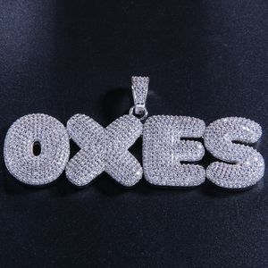 TopBling Hip Hop A-Z Custom Pendant Necklace Full Zircon Bubble Letter 18K Real Gold Plated Jewelry