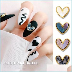 Decorazioni per nail art Decorazioni per nail art 10 pezzi Fascino Cuore Bordo in lega Gradiente 3D Marmo Conchiglia Pietra Gioielli fai da te Moda Manicure De Dhyvg