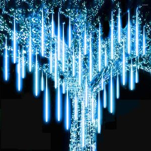 Stringhe Led Meteor Lights Doccia impermeabile Rain 8 Tube String Tree Garden House Decoration EU US Plug In Illuminazione natalizia