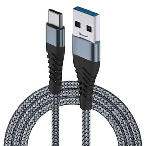 4 Farben Weben von USB-Kabeln 1 m, 2 m, 3 m, 3 A für USB-C-Telefonkabel vom Typ C, geflochtenes Schnellladekabel für Mobiltelefone