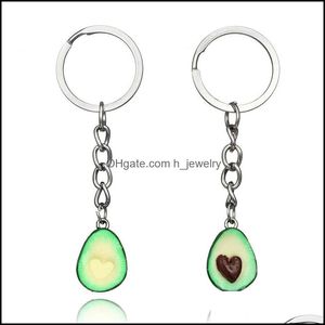 Schlüsselanhänger Modeaccessoires Paare Obstschmuck Niedlicher Avocado Charm Schlüsselanhänger Set Baumeln Drop Lieferung 2021 Dhseller2010 Dhtxm