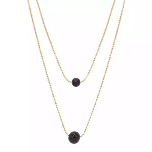 Collana con sfera vulcanica di lava naturale da donna Pietra rotonda Doppio strato Diffusore di olio Collane girocollo Amore Desiderio Gioielli Prezzo di fabbrica all'ingrosso Oro Argento Colore