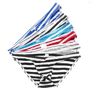 Underpants 1 6PCS Mens Underwear Sexy Striped Briefs Panties Cueca Calzoncillos Hombre Male Slips Low Rise Pouch Breathable