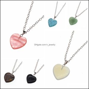 Подвесные ожерелья в форме сердца натуральные каменные подвески Healing Chakra Reiki Love Bk для ювелирных изделий.