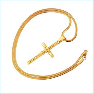 Hänge halsband herrar guld sier cross halsband hip hop smycken charm mode 18k jesus hänge halsband rostfritt stål ch nanashop dhrvx