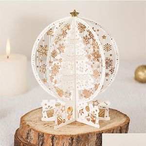 Karty pozdrowienia 3D UP Świąteczna karta z życzeniami laser Cut Merry Deer Santa Red Gold Kard