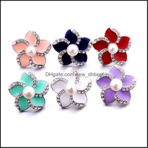 Clasps Hooks Wholesale Rhinestone 18Mm Snap Button Clasp Metal Color Painting Flower Charms Snaps Jewelry Findings Fac Dhseller2010 Dho2U