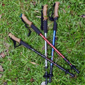 Trekking Poles Aluminum Alloy Summer Mountaineering Staff Camping Cork Handle Cane Outdoor Crutches Walking Pad Walker