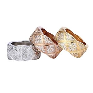 Pierścienie ślubne dla kobiet Diamond Titanium Steel szeroka designerska pierścionka luksusowa biżuteria