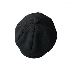 BERETS WOOLEN SBOY CAP BLACK TWEED OCTAGONAL HAT KVINNER RETRO BERET LADIER Kaffe brittisk m￥lare Autumn Winter Blm11