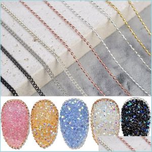 Nagelkonstdekorationer nagelkonstdekorationer kedja 0,8 mm/1,0 mm/50 cm rosguld sier pixie sten pärlor tillbehör metall stål boll smycken dhypg