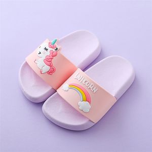 Сколпочка 3-9Y Детский мультфильм Unicorn undoor Slippers Toddler Boys девочки для девочек летние домашние шлепанцы детская спальня обувь пляж и одежда Slipper 220902