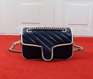 7A Schultertasche Top-Qualität Designer-Umhängetasche Luxus Damen Marmont Matelasse Mini Chain 446744 Echtes Leder Blaue Mode-Geldbörsen Umhängetaschen