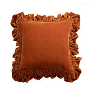 Pillow Deluxe Euro Cover Soft Decorative Case With Wrinkle Tassel For Couch Bed Rectangle Solid Color 30x50cm