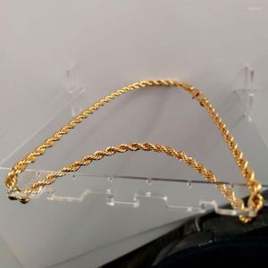 Hängsmycke äkta 24k gult guld GF diamantslipade tvinnade solida XP-smycken Fancy Originalbild Herr Tjock 6mm repkedja