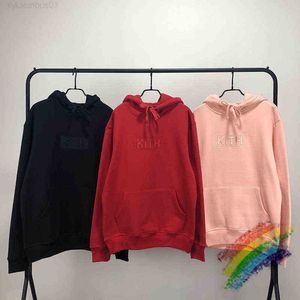 Hoodie Thick Embroidery Kith Box Men Women High Quality Black Red Pink Sweatshirts Sweater T220721
