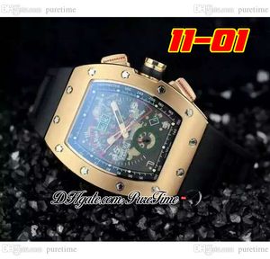 2022 11-01 A21J Automatyczne męskie zegarek Rose Gold Cheleton Dial Big Date Black Guma Pasek 6 Style zegarki Pureteim A1