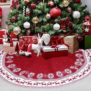 48 tum julgran kjolträd täckklänning xmas träd mattor dekorationer för nyår hemfest ornament röd T220812