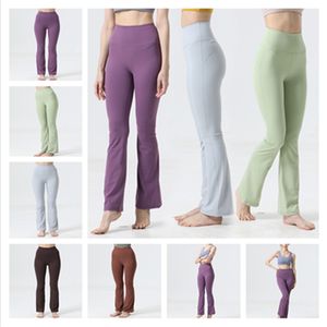 Yoga Outfits Solid Color Sports Shaping High Waist Tight Flared Fitness Loose Jogging Sportswear Womens Nine Point Flared Pants Legging