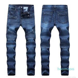 2022 nuova moda da uomo Distressed Jeans strappati strappati Moda Uomo Jeans Slim Moto Moto Biker Causale Uomo Denim Pantaloni Hip Hop Uomo Jeans di alta qualità
