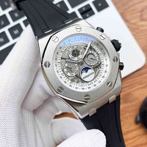 Luxury Mens Mechanical Watch Roya1 0ak Offshore Series Multifunktionell automatisk kedja 3D Hollow Dial Swiss Es Brand Wristwatch