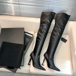 2022 new European and American boots women's sexy elastic stovepipe over-the-knee high-heeled pointed toe autumn winter thin-heeled long boots