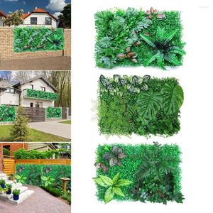 Decorative Flowers 40 60CM Artificial Plant Hedge Panel UV Protected Privacy Fence Screen For Indoor Outdoor Garden Backyard Decor