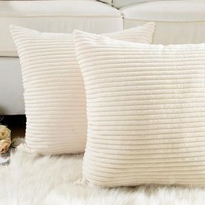 Pillow Simple Monochrome Plush Pillowcase Soft Fur Furry Cover Corn Strips Square Waist Throw Gifts 45x45cm