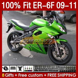 Wtryskowe Fairings Fairings Zestaw Kawasaki Ninja 650R ER 6 F 650 R ER6 F 09-11 Bodywork 149NO.6 ER-6 F ER 6F ER-6F ER6F 09 10 11 Body 650-R 2009 2011 OEM Fairing Green Metal Blk