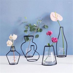 Vases 2022 Est Creative Iron Line Flower Plant Vase Stand Holder Terrarium Container Home Decor