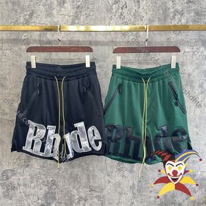 Rhude Leather Shorts Men Men 1 1最高品質のルーズrhudeナイロンメッシュドローストリングジッパーショートRD22