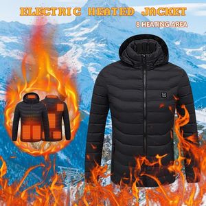 남성 재킷 스마트 가열 조끼 USB 8 피스 전기 상수 온도 아래의 따뜻한 의류 난방 야외
