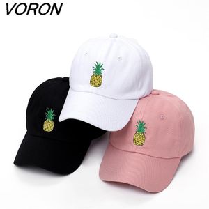 Rahatsız Baba Şapkası toptan satış-Voron erkek kadın ananas baba şapka beyzbol şapkası pamuk tarzı yapılandırılmamış moda unisex baba şapka şapka kemik garros204q