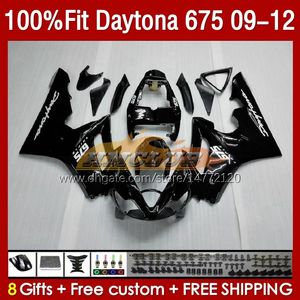 Injection mold Fairings For Daytona 675 675R 2009-2012 Bodys 150No.0 Daytona675 09 10 11 12 Bodywork Daytona 675 R 2009 2010 2011 2012 OEM Fairing Kit Glossy Black